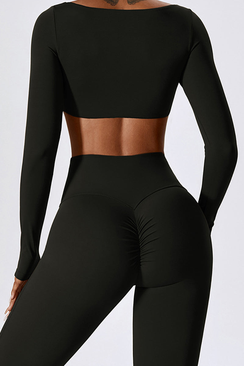The Sculpt Square Neck Crop Long Sleeve Top — AVLETICA