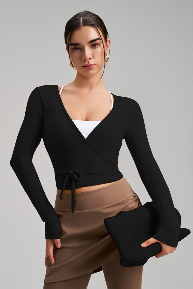 The Essential Long Sleeve Wrap Top — AVLETICA