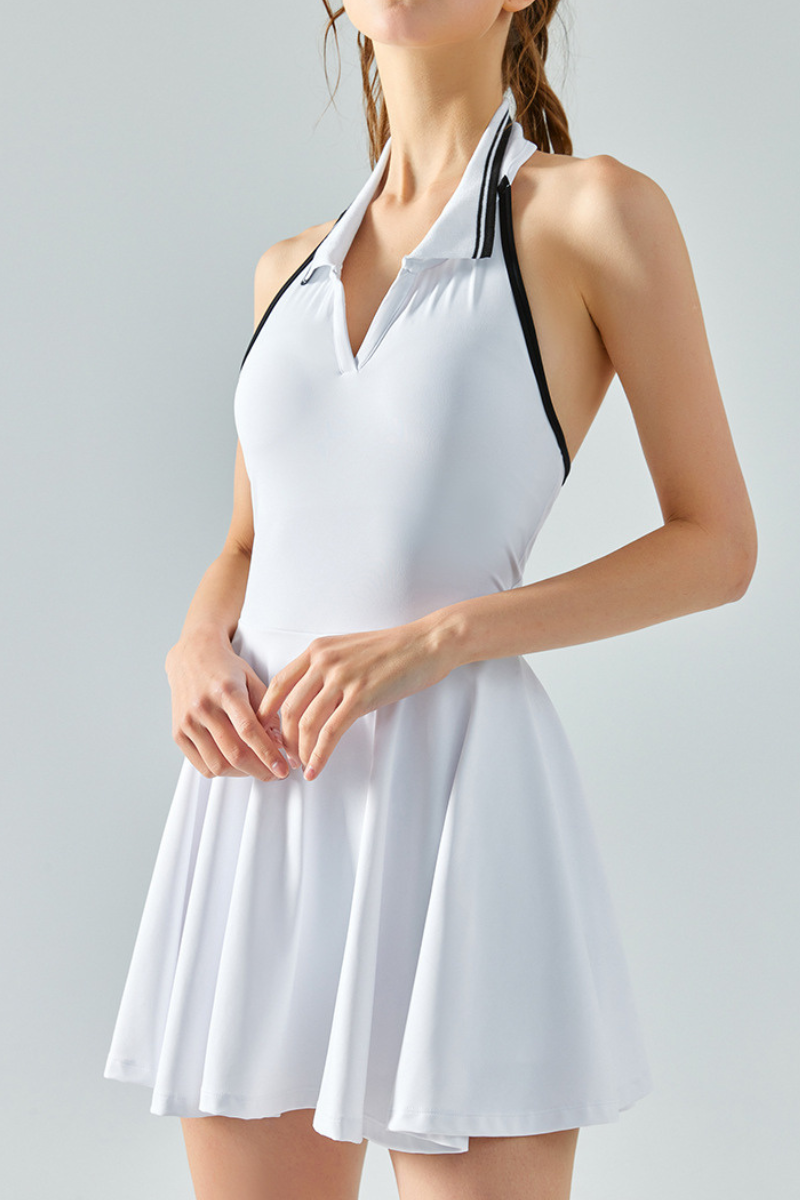 The Court Polo Dress — Cloud White